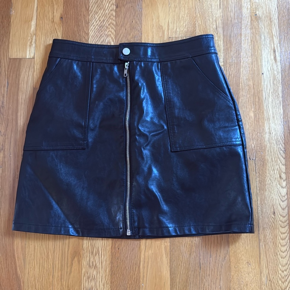 ASOS Faux Leather Moto Zip Miniskirt